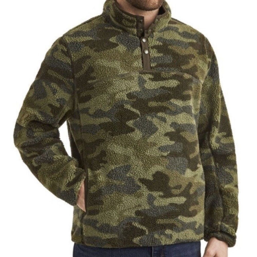 Member’s Mark men’s alpine Sherpa snap closure camo pullover size small